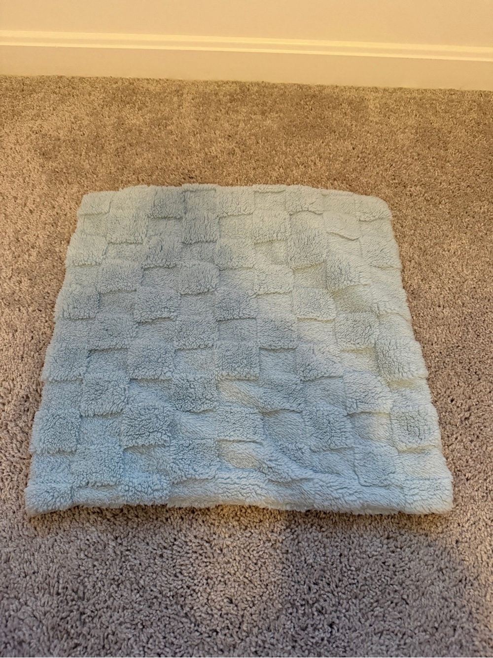 Plush Square-Textured Light Blue Pillow Cover